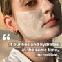 001-Pu Purifying Facial covers part of @courtney.denton's face. Quote in caption: 