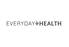 Black and white logo of EveryDay Health on white background