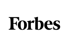 Black and white logo of Forbes on white background