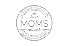 Black and White logo of Local Moms Network on white background