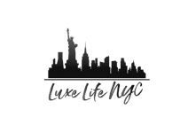 Black and white logo of Luxe Life NYC on white background