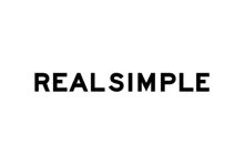 Black and white logo of Real Simple on white background