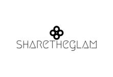 Black and white logo of Sharetheglam on white background